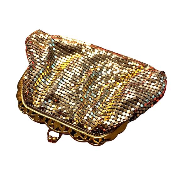 Whiting & Davis gold mesh kiss lock coin purse vintage 1920’s flapper bag clutch - Picture 4 of 8